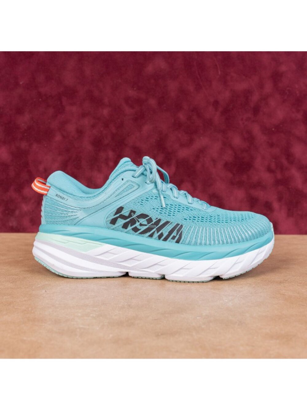 Hoka Women Bondi 7 Aqua Fabric Lace-up Running Sneakers sz 7US EUR38.5 - Picture 4 of 7